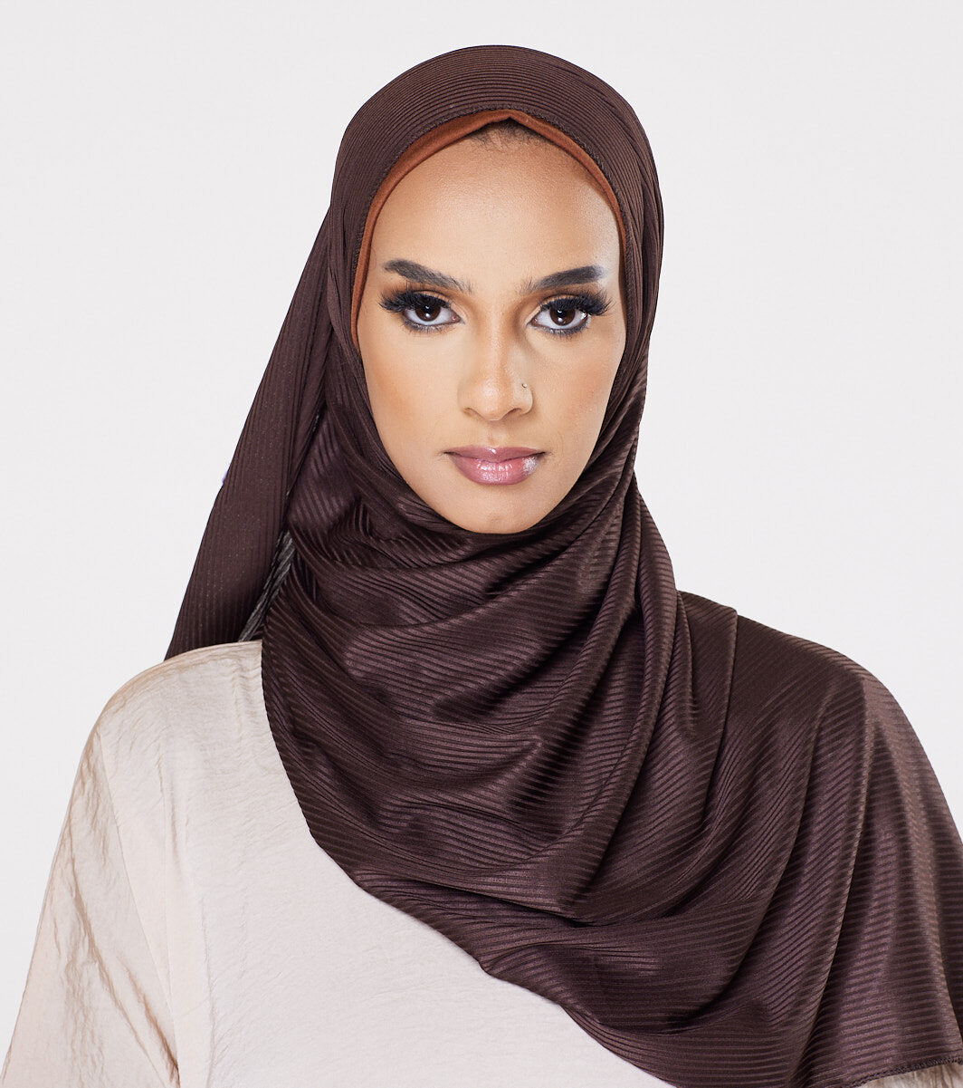 Ribbed Instant Hijab - Chocolate Brown