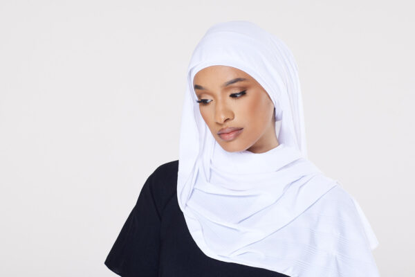 Ribbed Instant Hijab - Pearl White